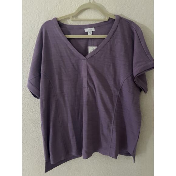Pure Jill Seamed Slub Top Purple Size XLP - Picture 2 of 5